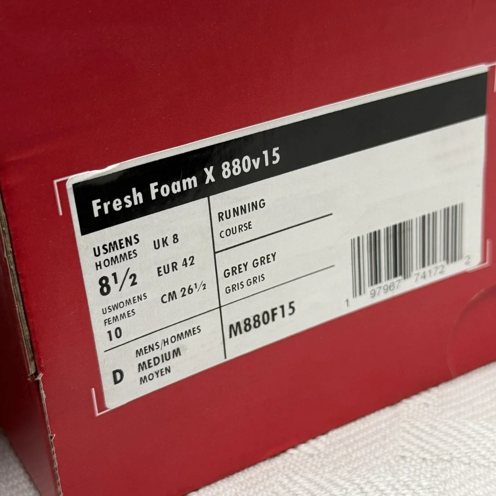 New Balance‎ 880v15 Fresh Foam X Shoes Mens Size 8.5 Grey Running M880F15